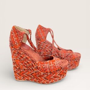 Hermes Braided Espadrille Platform Wedges